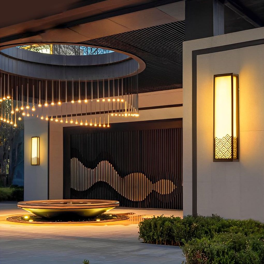 Lightbox wall lamp illuminating a luxurious entrance with elegant light.