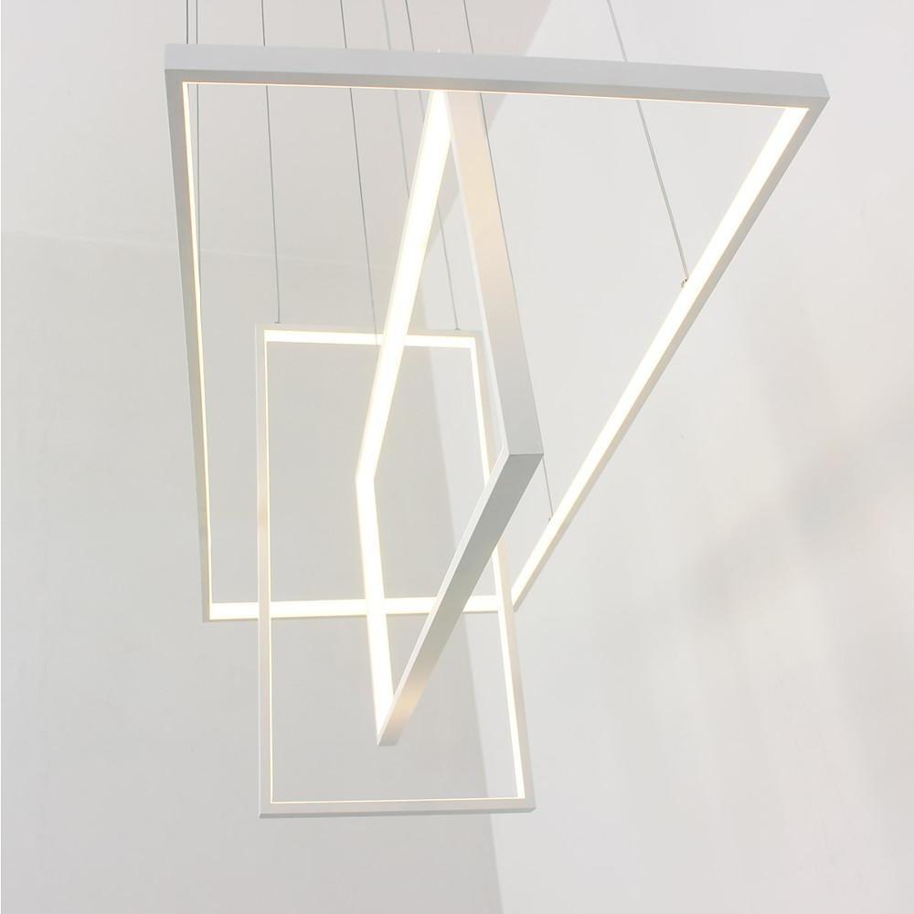 31.5'' Three - Part Futuristic Square Rectangular Hybrid Aluminum Chandelier with Capable Ambient Lights