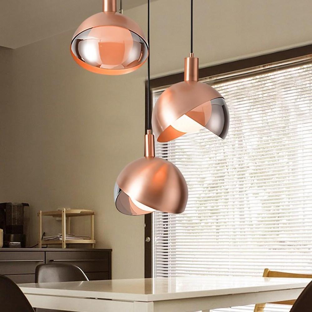 Dual - Colored Semi Globe Metal Glass Pendant Light Industrial Style Pendant Lighting for Office & Dining Room