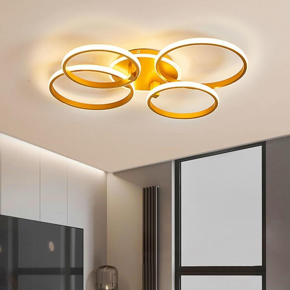 29'' LED 5-Light Dimmable Flush Mount Lights Metal Silica gel Layered Stylish Metal Classic Dimmable Ceiling Lights-dazuma