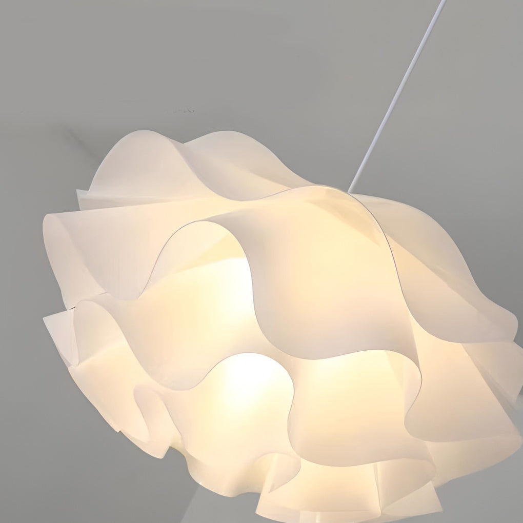 Lotus flower pendant light with a close-up of the illuminated lotus shape.