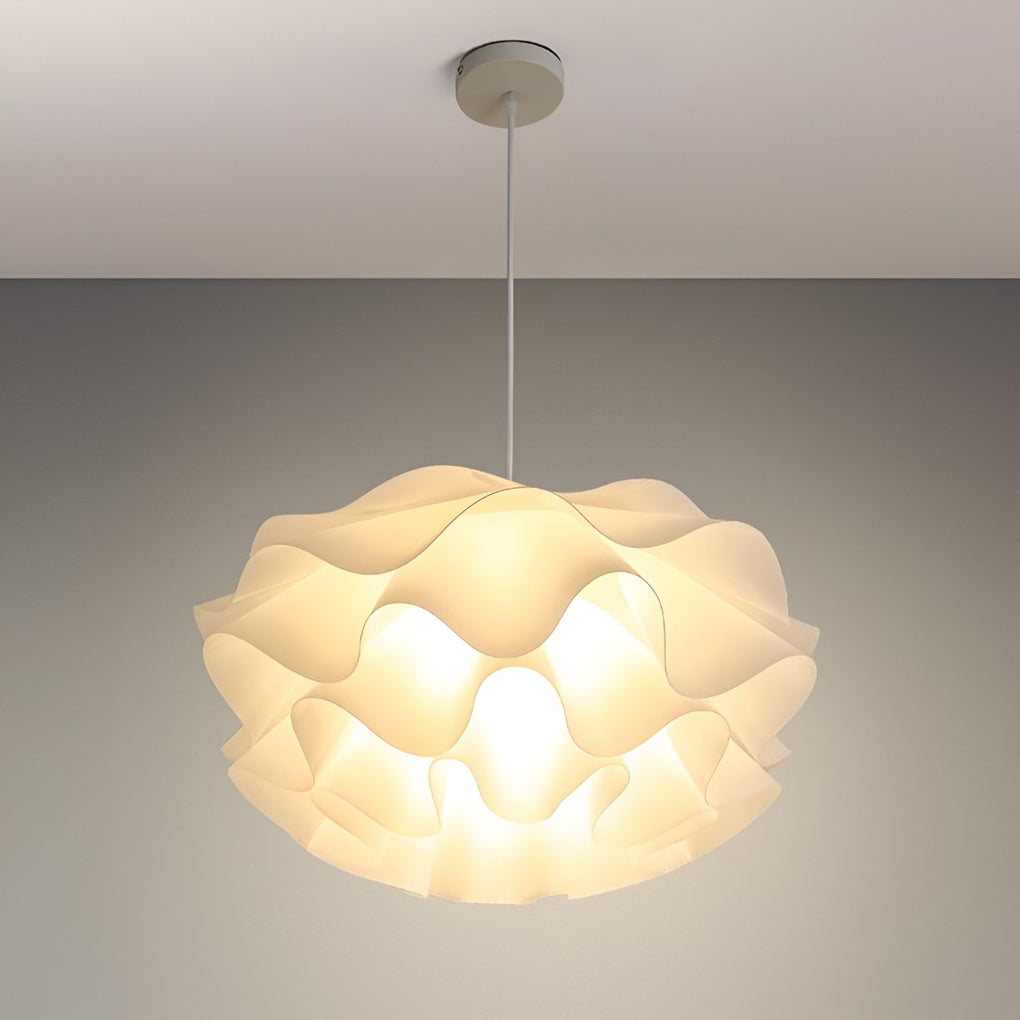 Lotus flower pendant light with a close-up of the intricate lotus petal design.