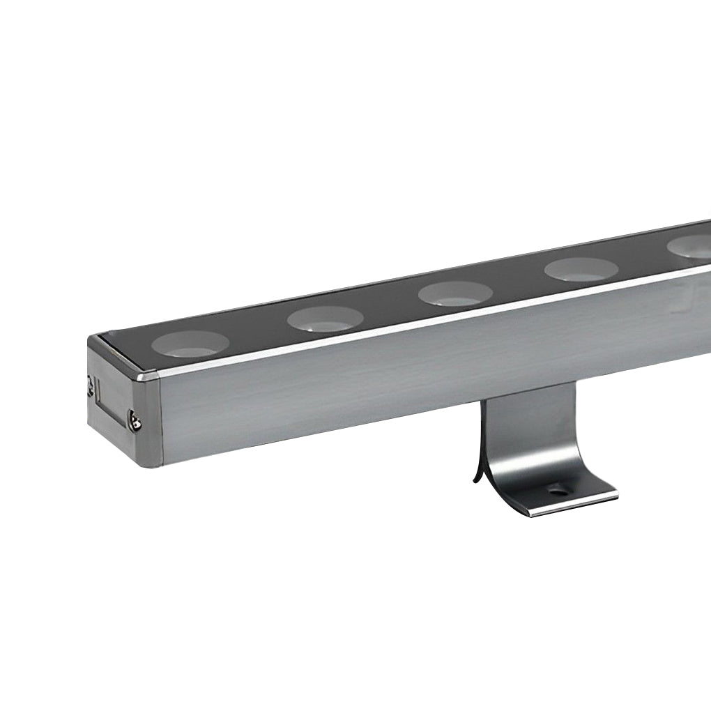 Low voltage wall wash light with mounting brackets, highlighting its easy installation and sleek design.