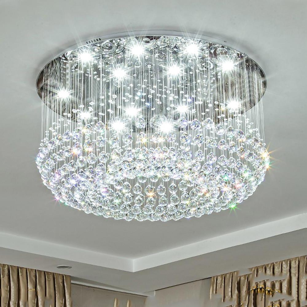 Glass - cicles Crystal LED Chandelier Drum Flush Mount Chandelier