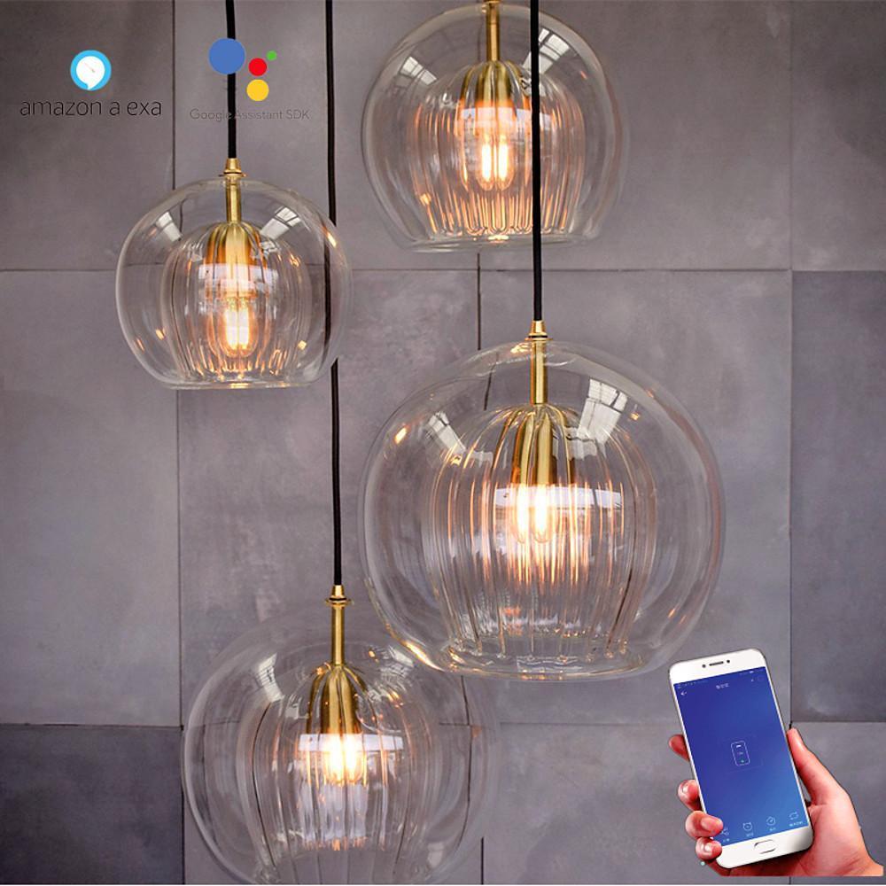6'' LED 1-Light Single Design Pendant Light Nature Inspired Copper Glass Globe Pendant Lights