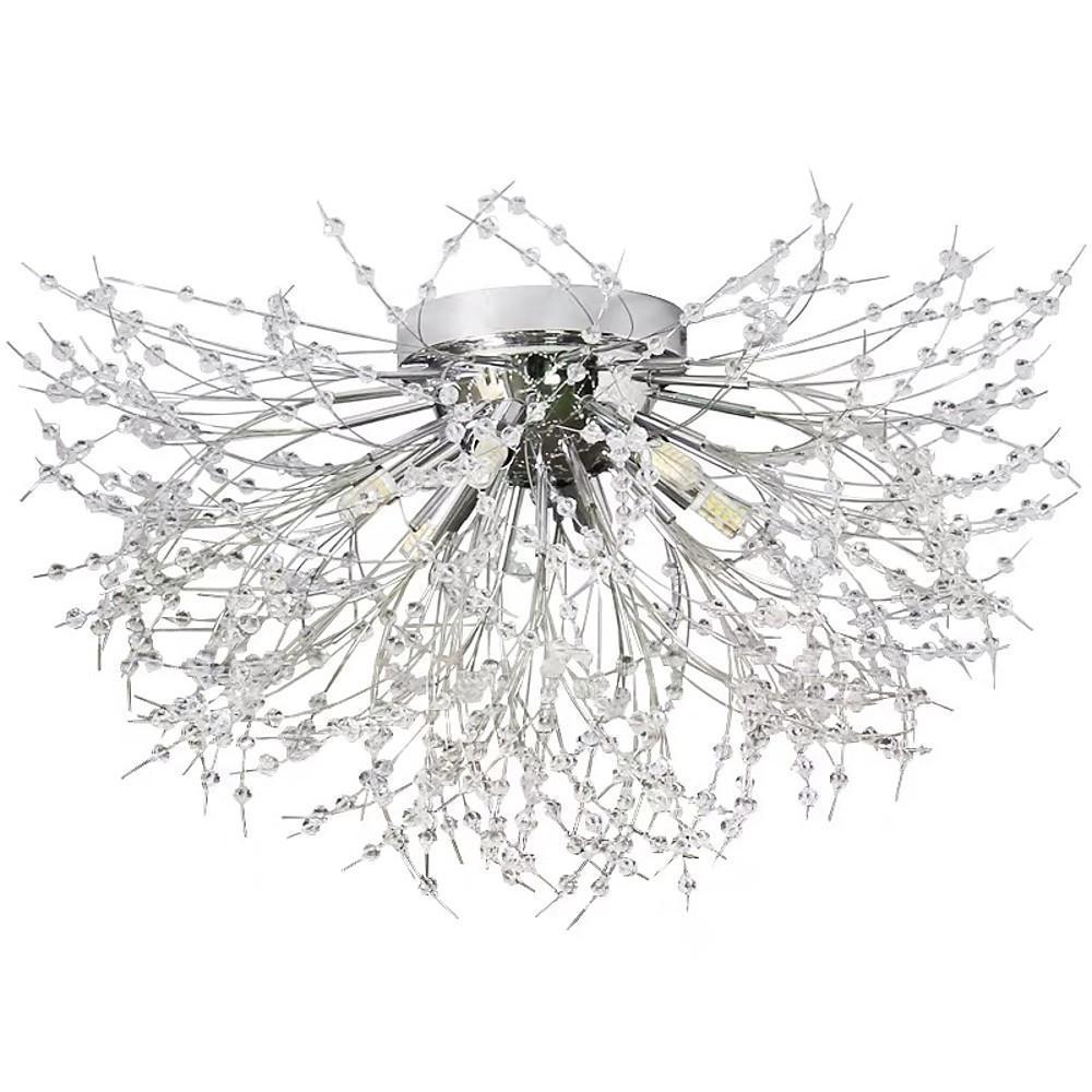 20'' LED 6-Light Flush Mount Lights Traditional Classic Metal Crystal Ceiling Lights