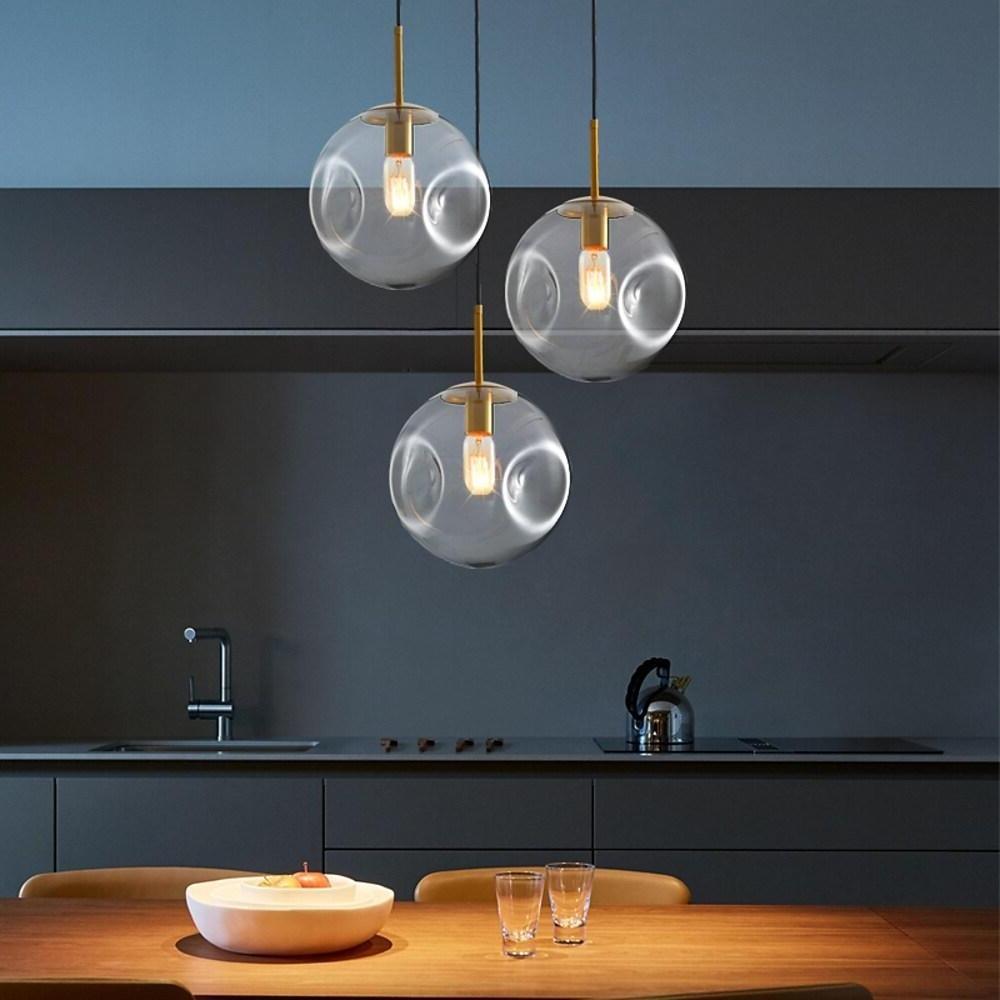 8'' LED 1-Light Single Design Pendant Light Nordic Style LED Metal Glass Island Lights-dazuma
