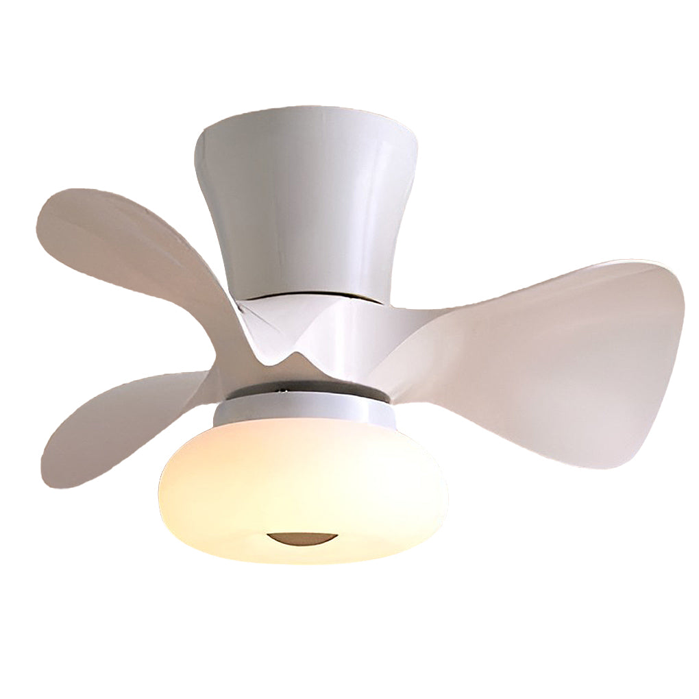 Macaron ceiling fan with light product close-up showing lamp structure.