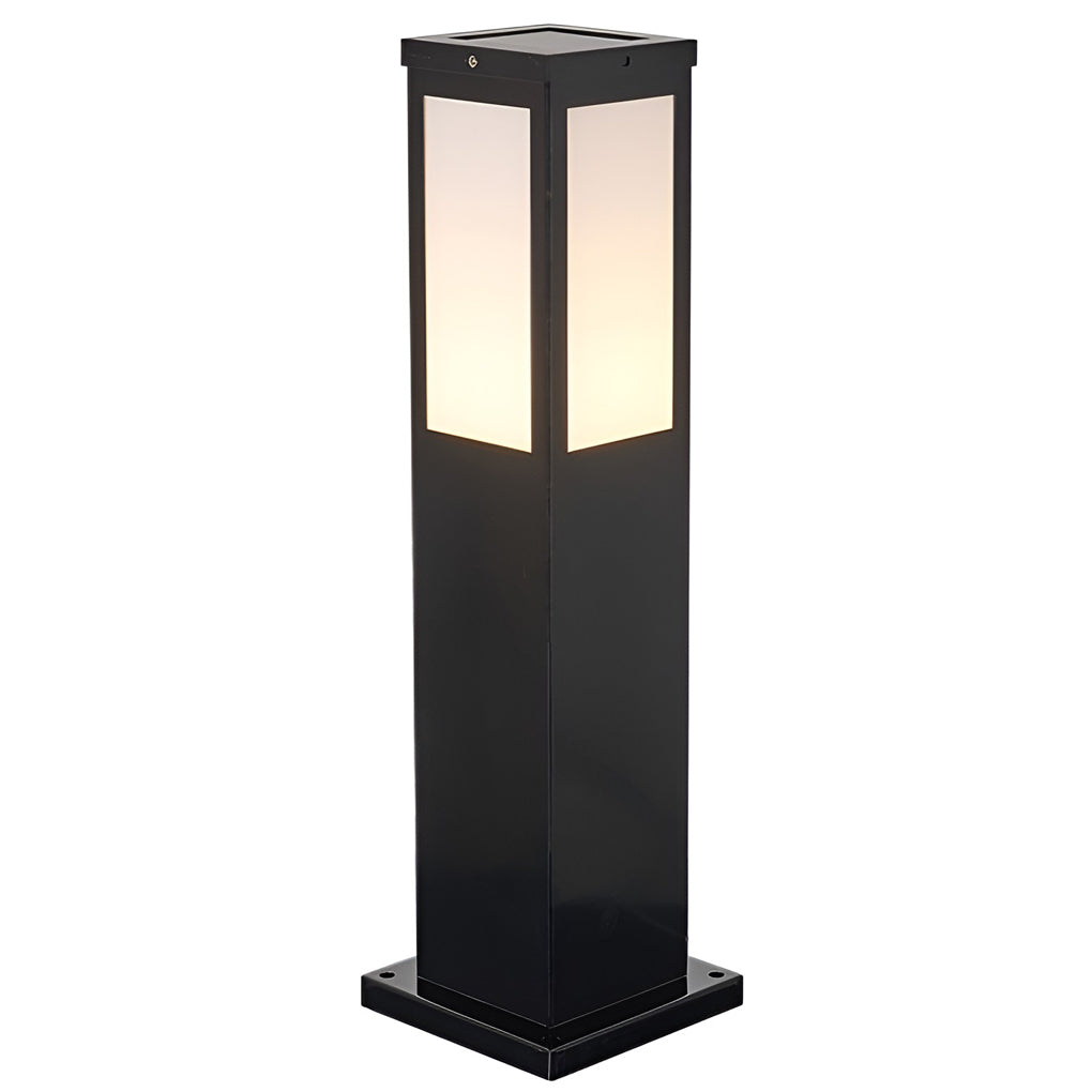 Mainstays bollard pathway light with technical specifications and dimensions.