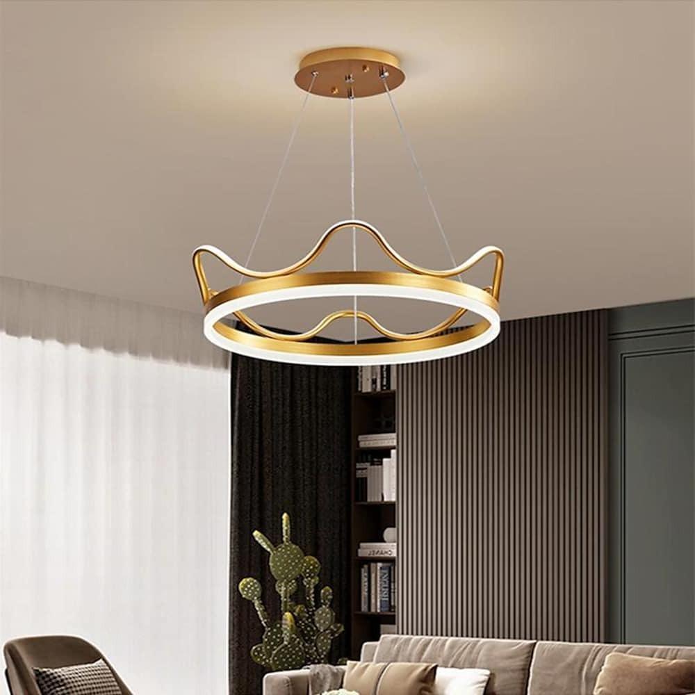 20'' LED 1-Light Dimmable Pendant Light Nordic Style Contemporary Aluminum Acrylic Crown Stylish Circle Design-dazuma