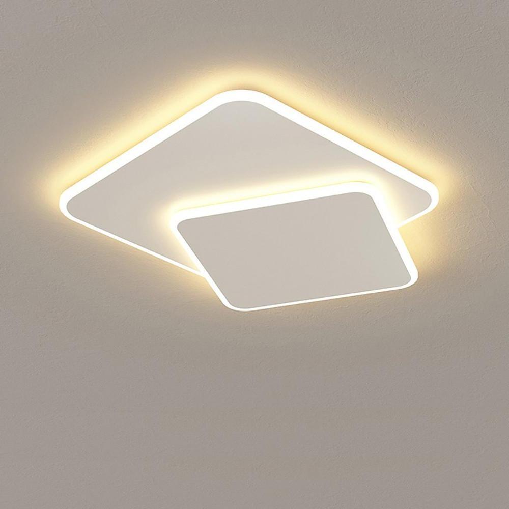 2 - Light White Square LED Flush Mount Ceiling Light for Bedroom