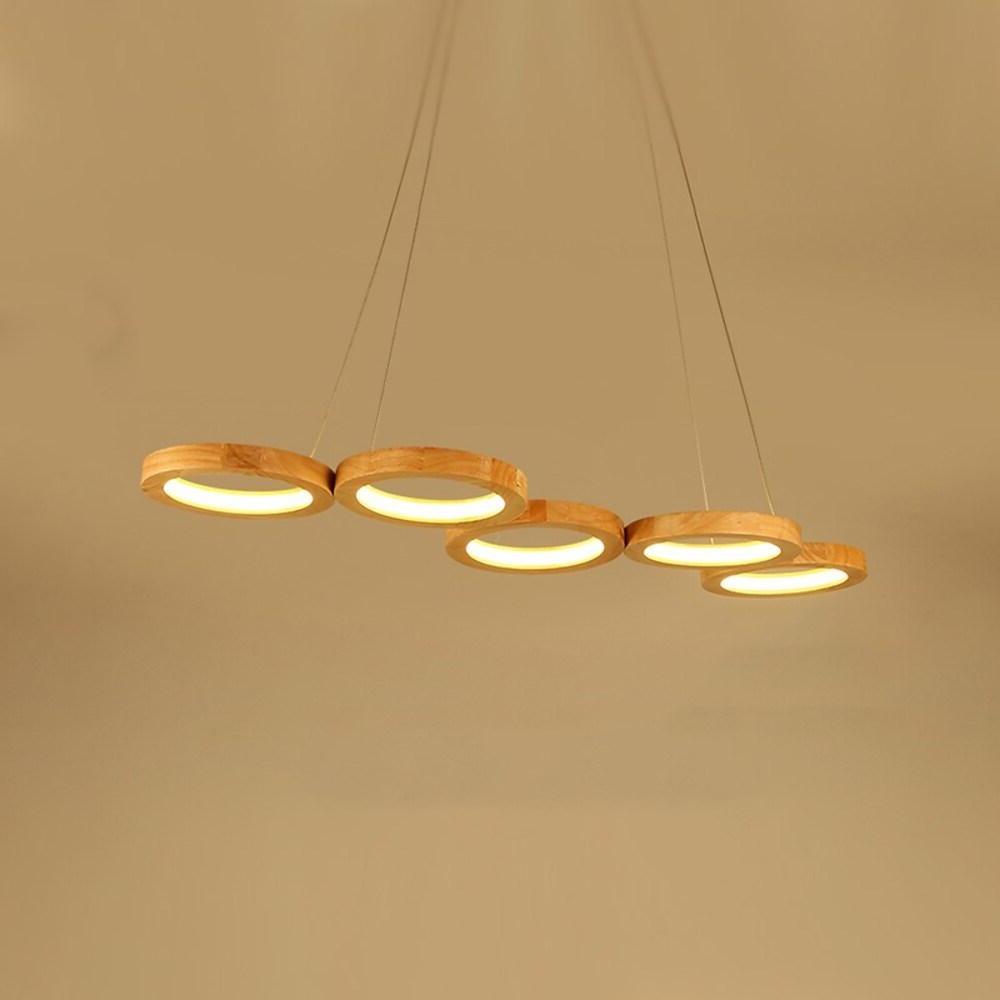 4 Circle Light Modern Wood Acrylic Design Pendant Lighting LED Kitchen Lighting Dining Room Lighting Ceiling Light