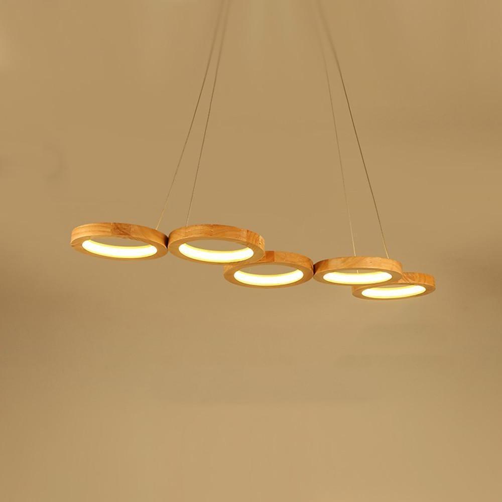 30'' LED 5-Light 4-Light Single Design Pendant Light Nordic Style Modern Acrylic Wood Bamboo Plastic Island Lights