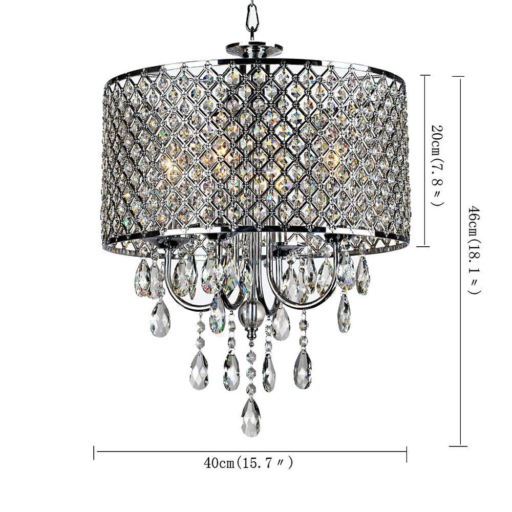 16'' LED Incandescent 4-Light Crystal Chandelier Nordic Style Country Metal Mini Chandeliers