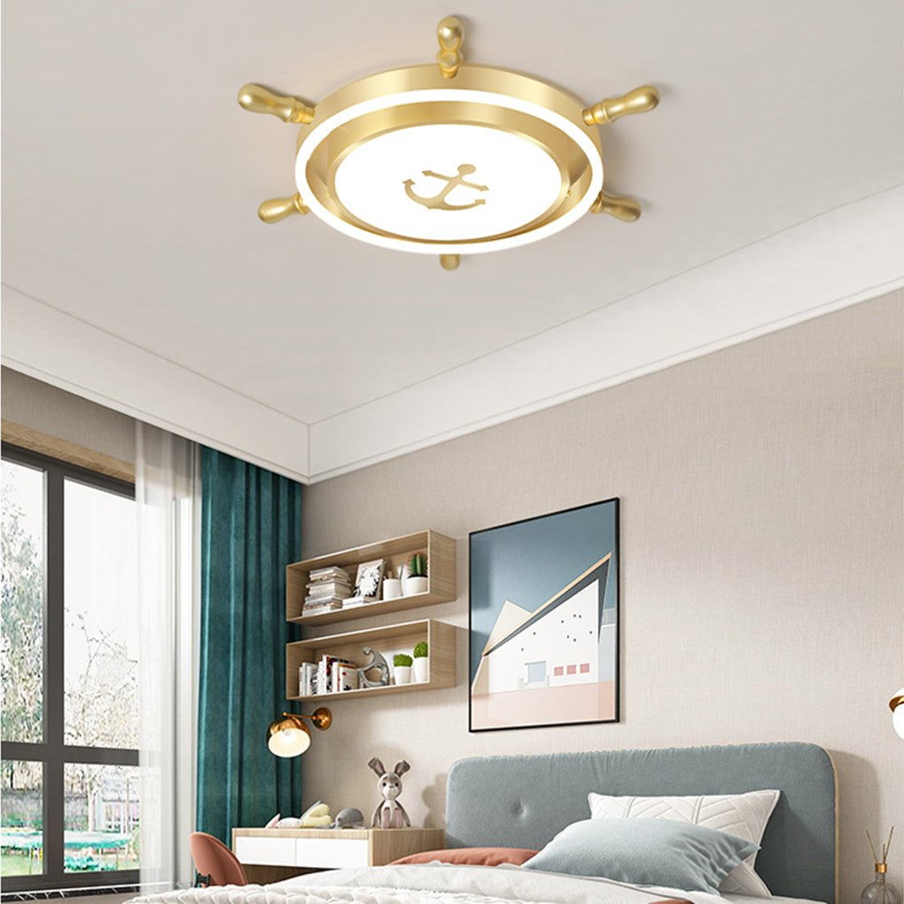 Mediterranean Style Cartoon Rudder Design LED High Transmittance Ceiling Lamp - Dazuma