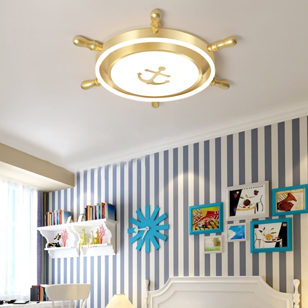 Mediterranean Style Cartoon Rudder Design LED High Transmittance Ceiling Lamp - Dazuma