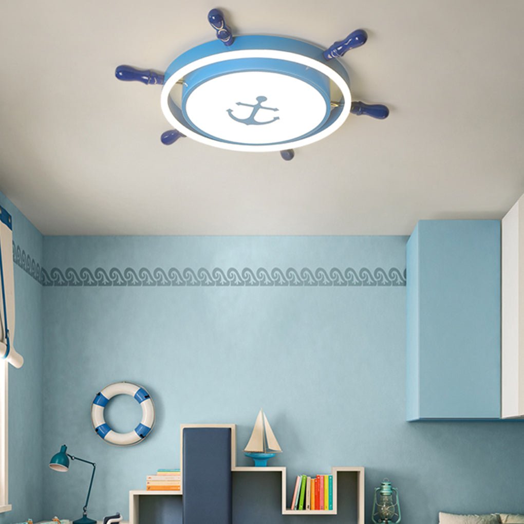 Mediterranean Style Cartoon Rudder Design LED High Transmittance Ceiling Lamp - Dazuma