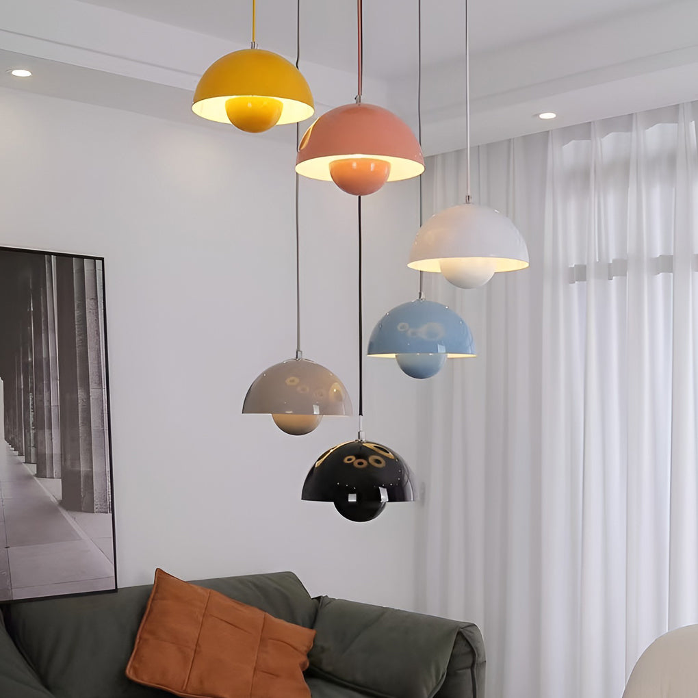compact metal dome pendant light with soft downward illumination