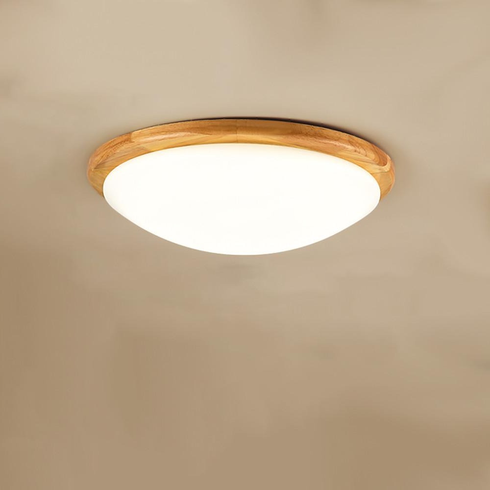 14'' LED Dimmable Wood Flush Mount Light Nordic LED Bedroom Ceiling Lights