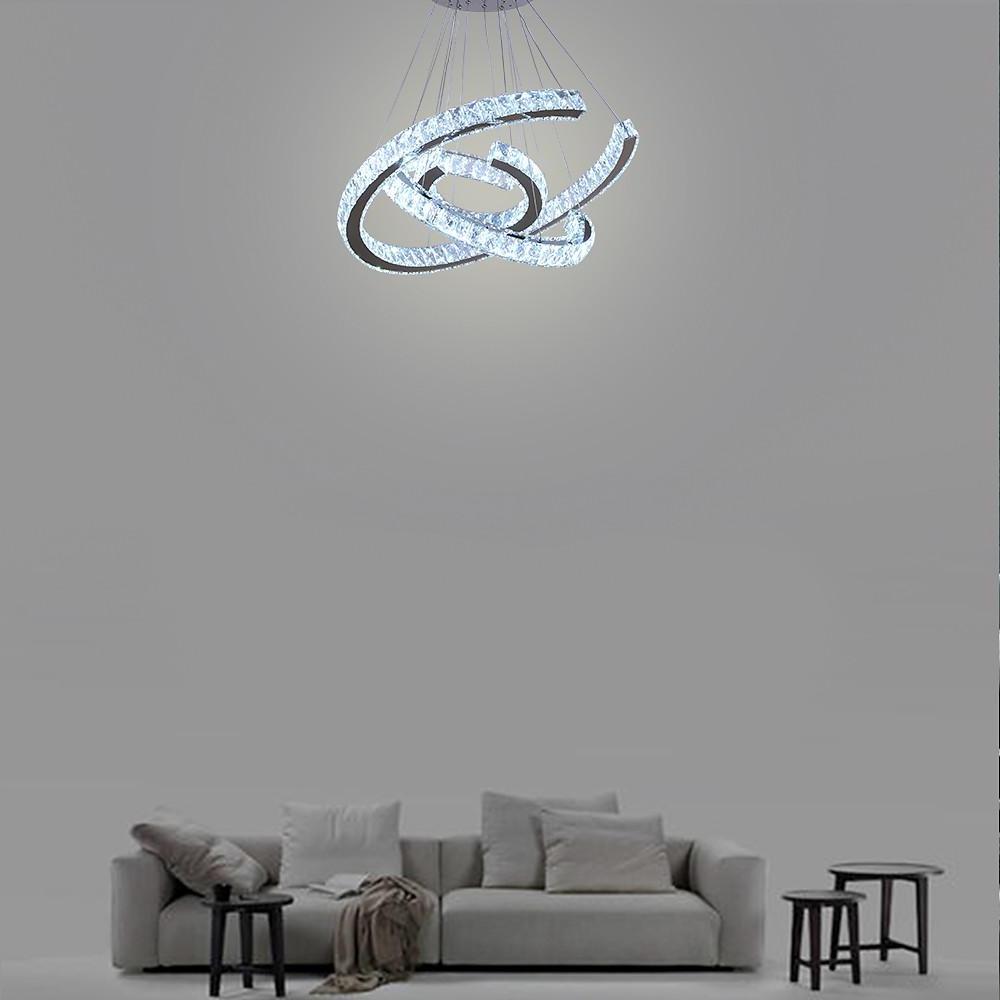 24'' LED 3-Light Unique Design Flush Mount Lights Nordic Style LED Crystal Stainless Steel Unique Chandeliers