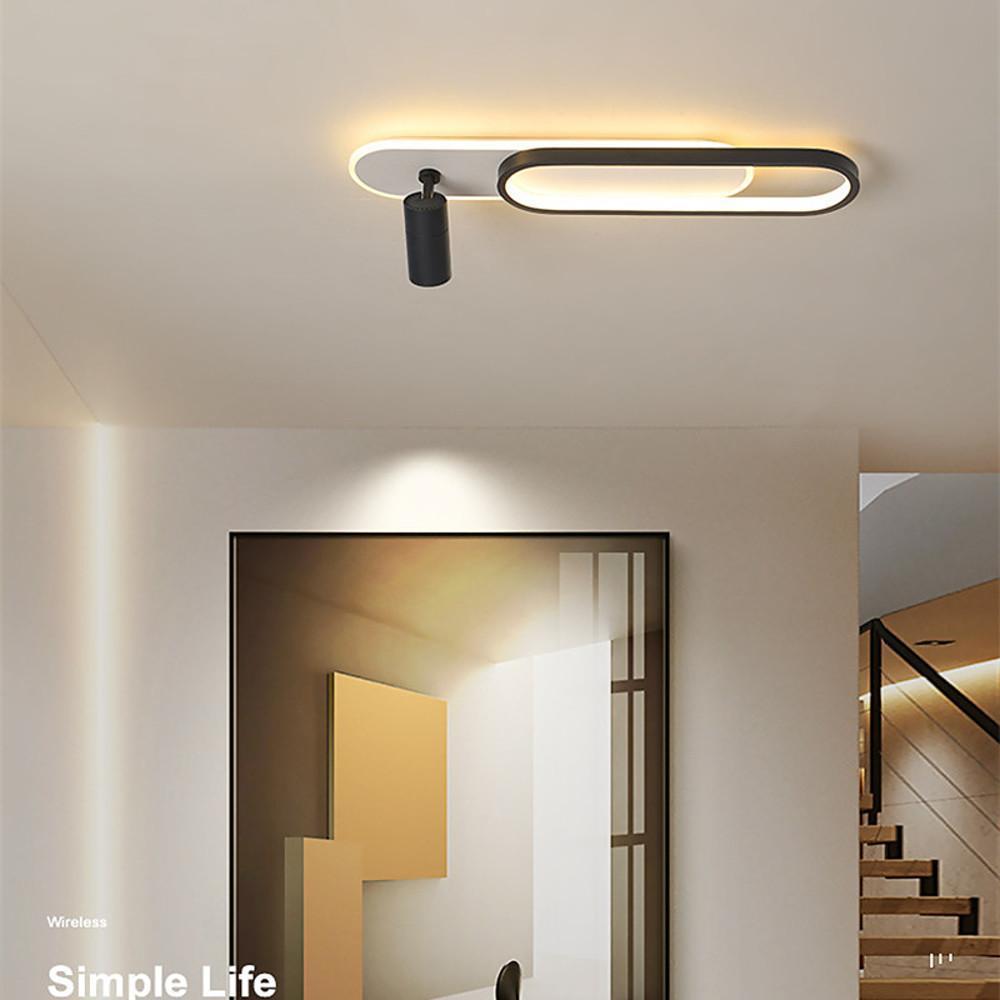 Minimalist adjustable ceiling spotlight with integrated linear LED light.