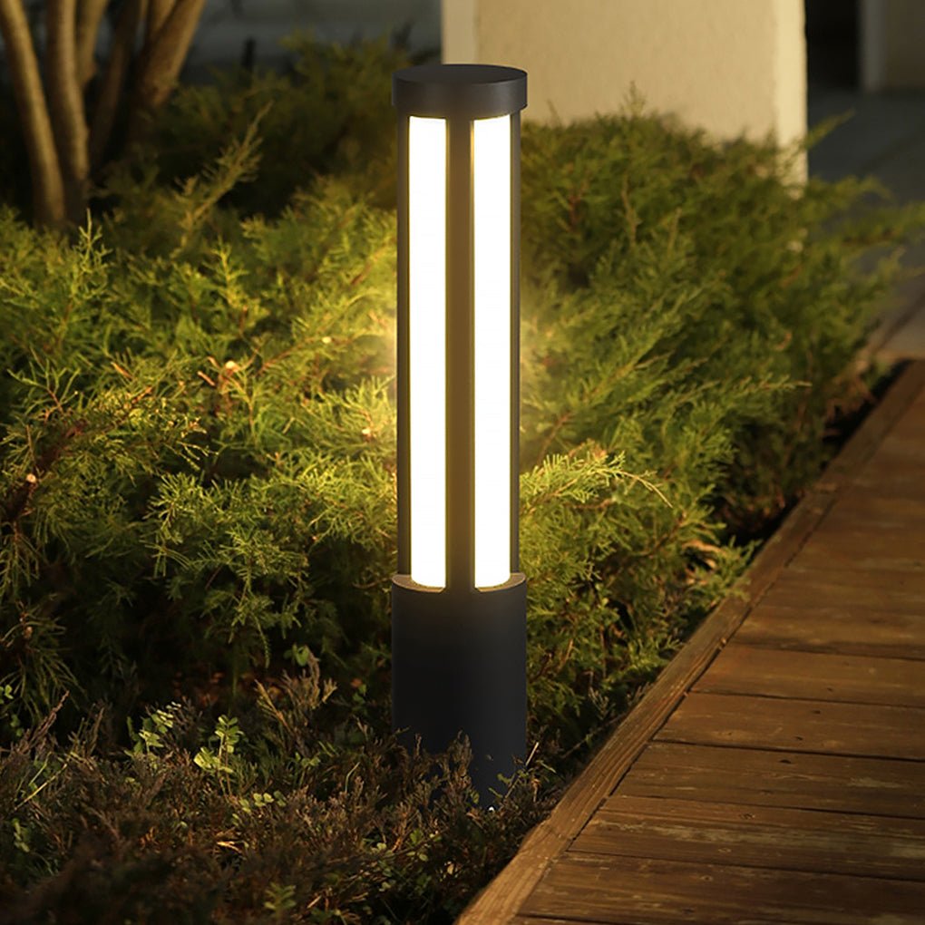 Cylinder Shaped LED Black Modern Outdoor Landscape Bollar Lights