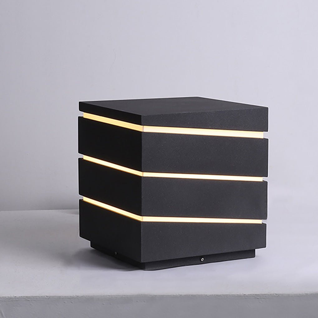 Modern Elegant Square Outdoor LED Light with Linear Lampshade - Dazuma