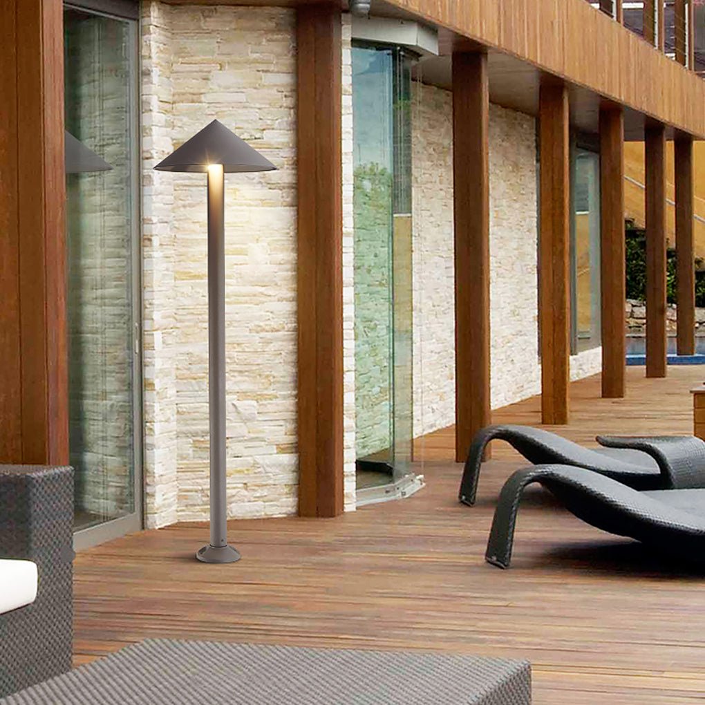 Sleek Minimalist Outdoor Umbrella - Shaped LED Post Light