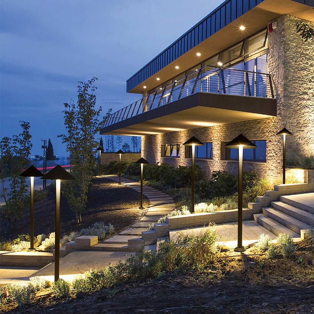 Sleek Minimalist Outdoor Umbrella - Shaped LED Post Light