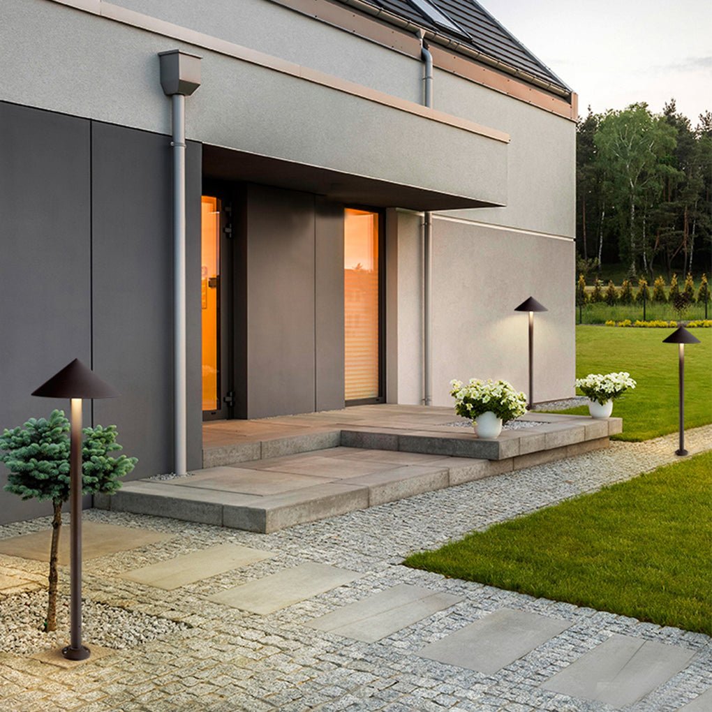 Sleek Minimalist Outdoor Umbrella - Shaped LED Post Light