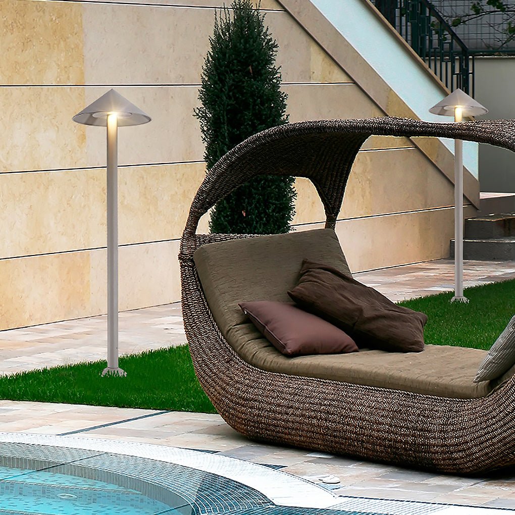 Sleek Minimalist Outdoor Umbrella - Shaped LED Post Light