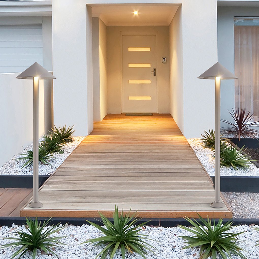 Sleek Minimalist Outdoor Umbrella - Shaped LED Post Light