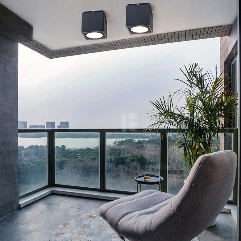 Minimalist Outdoor LED Ceiling Light Square Downlight for Villa Corridor Balcony - Dazuma