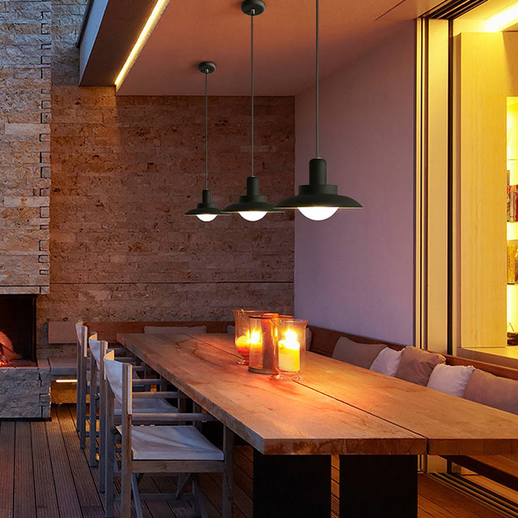 Minimalist outdoor waterproof LED chandelier for a covered porch or patio