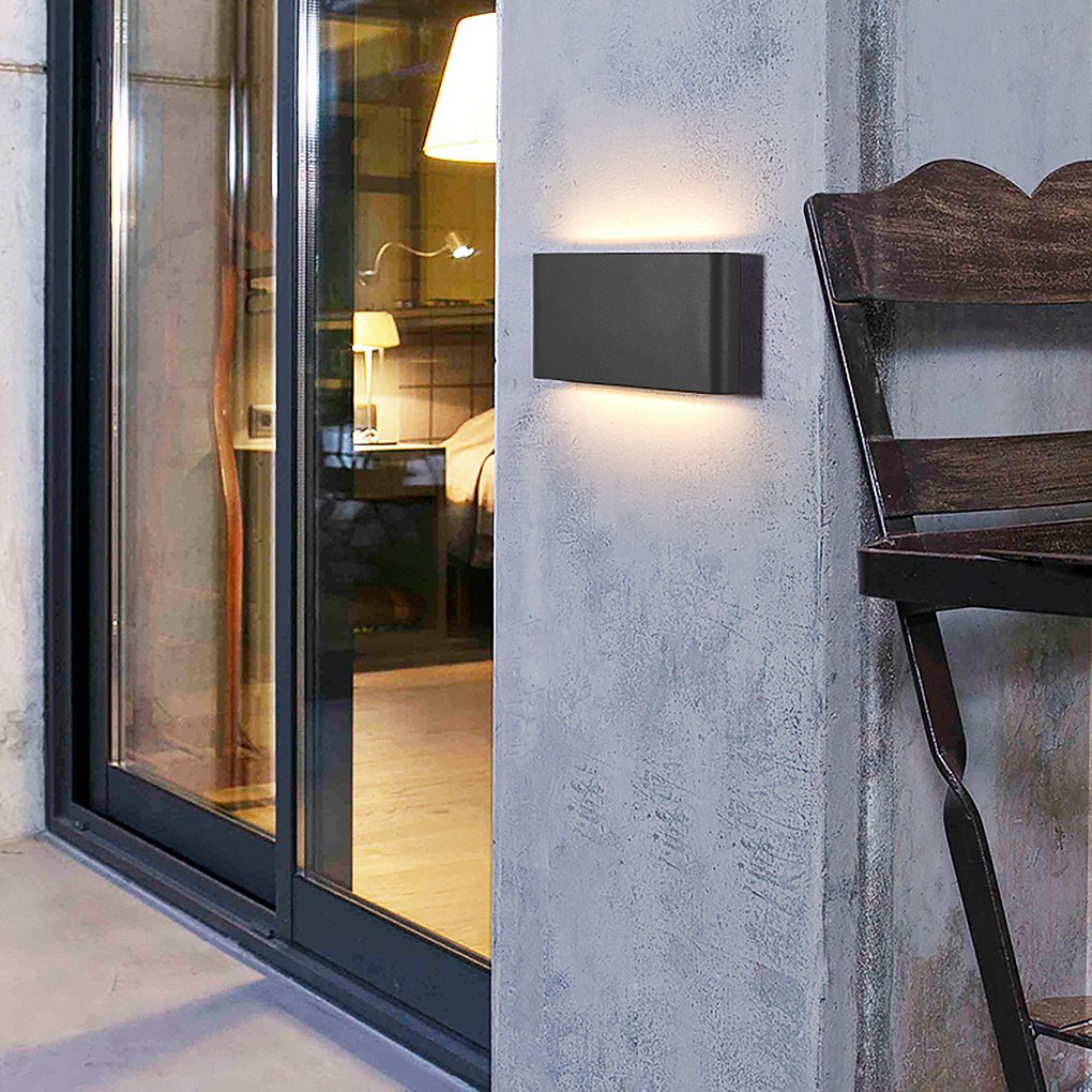 2 - Light Black Modern Low Profile Exterior Porch LED Slim Outdoor Up Down Wall Light