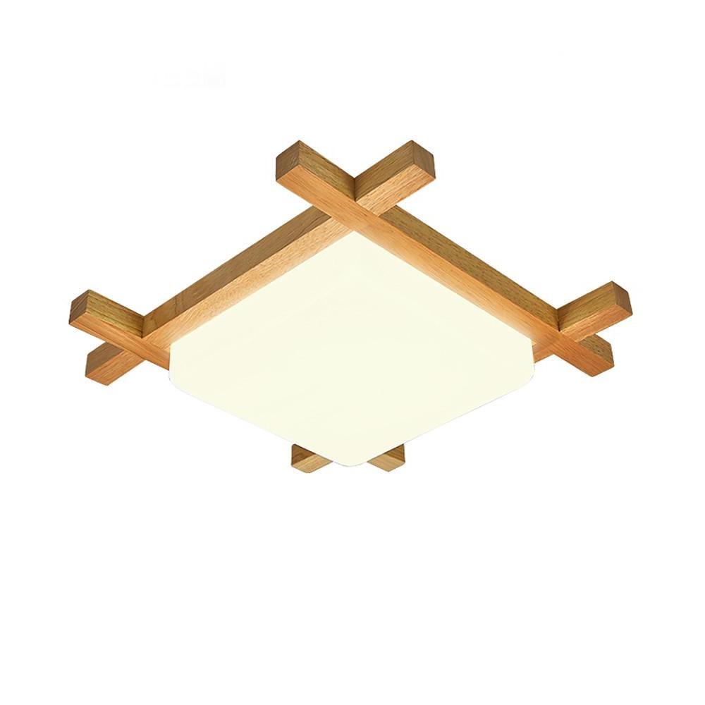 16'' LED 1-Light Dimmable Flush Mount Lights Nordic Style Modern PVC Wood Bamboo Dimmable Ceiling Lights-dazuma