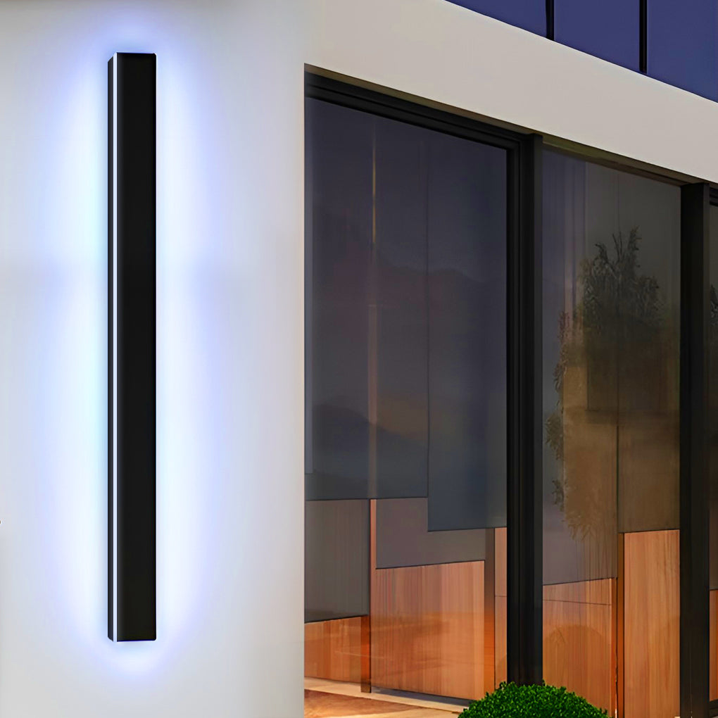 Brighten terraces and gardens with black long LED RGB linear light outdoor waterproof wall lighting, energy-efficient, durable, and visually striking.