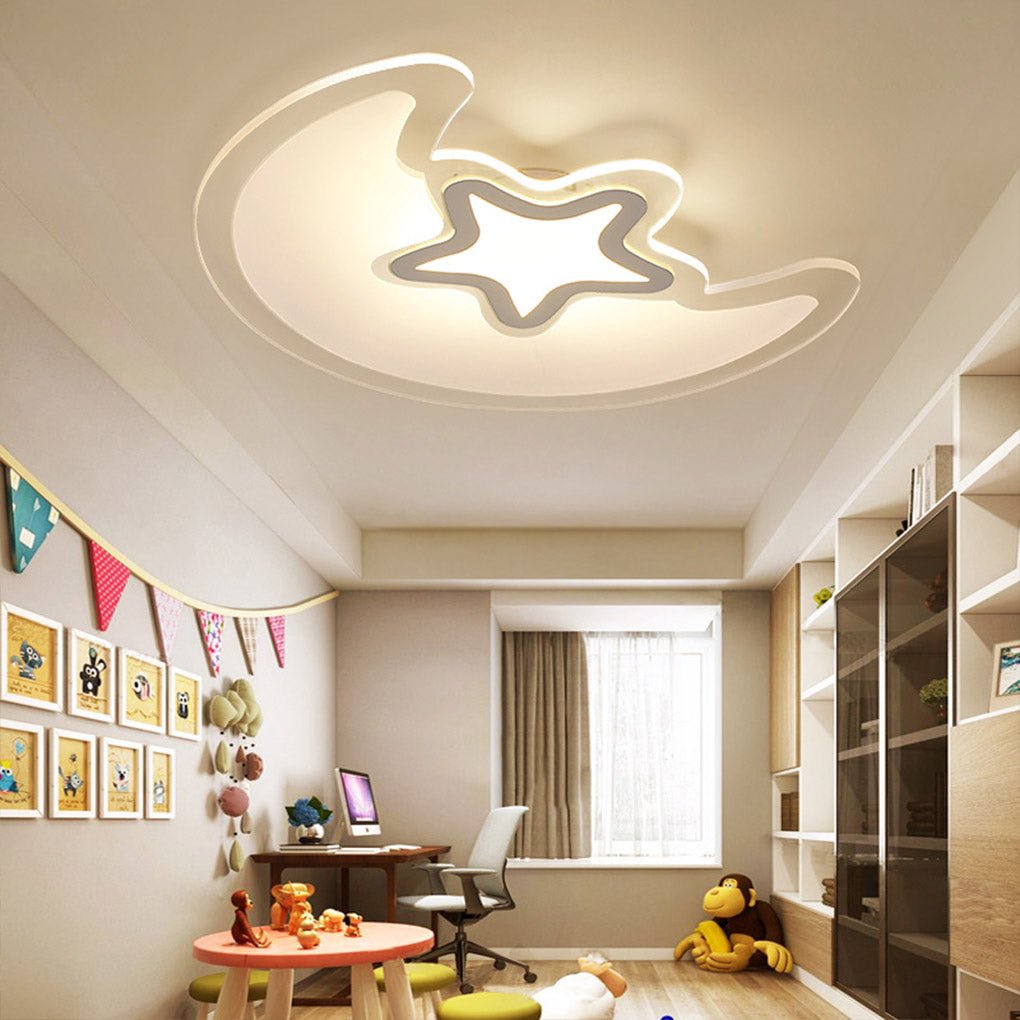 Modern Creative Special - shaped Trichromatic Dimming Moon Star Ceiling Light