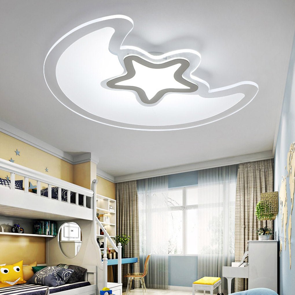 Modern Creative Special - shaped Trichromatic Dimming Moon Star Ceiling Light