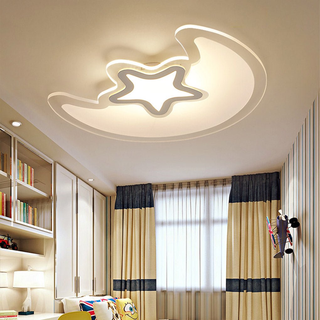 Modern Creative Special-shaped Trichromatic Dimming Moon Star Ceiling Light - Dazuma