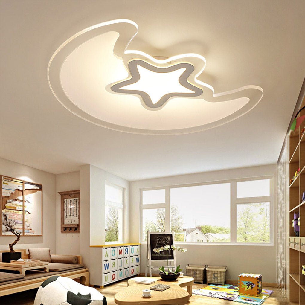 Modern Creative Special - shaped Trichromatic Dimming Moon Star Ceiling Light