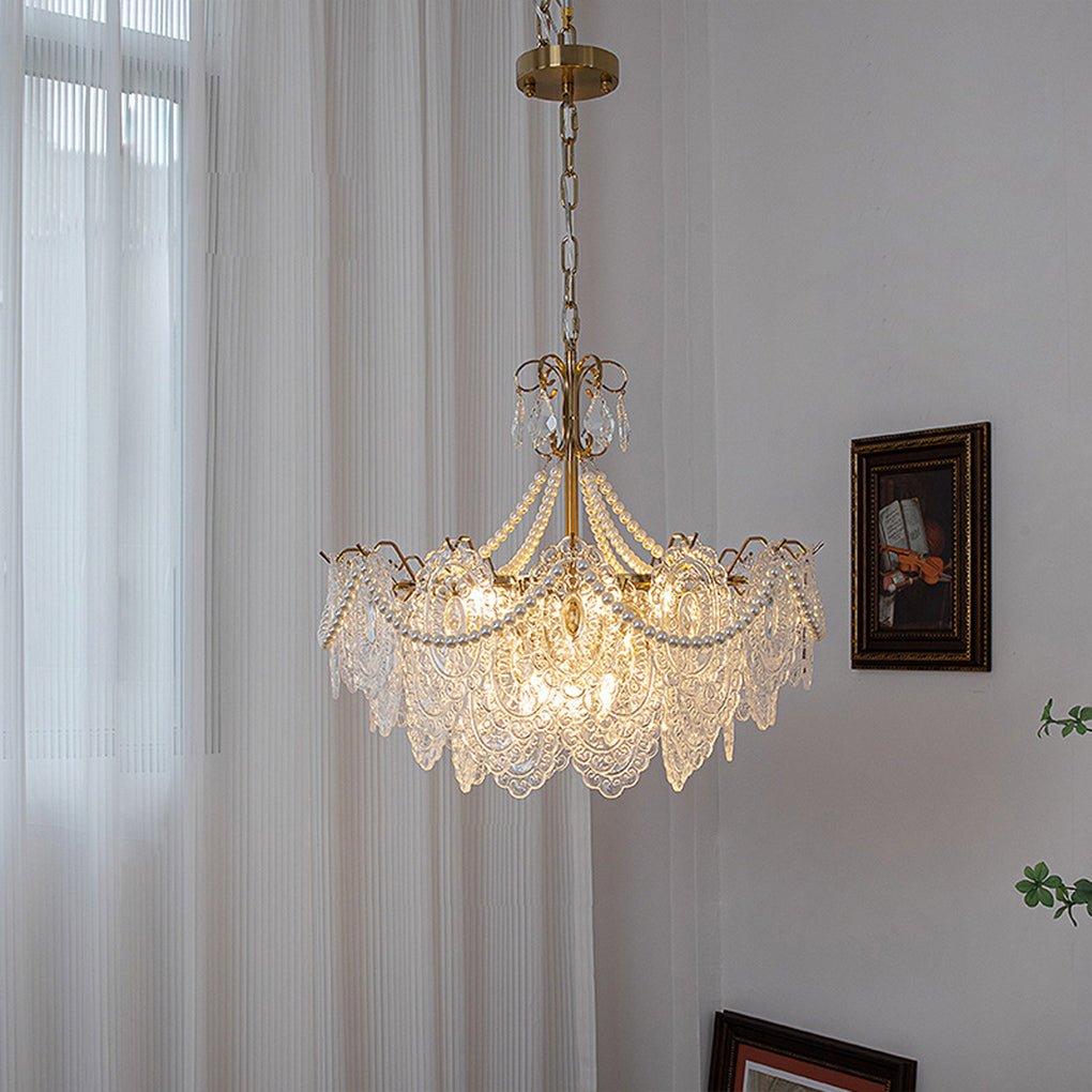 Modern Minimalist Exquisite Ornate Glass Tricolor LED Chandelier for Living Room - Dazuma