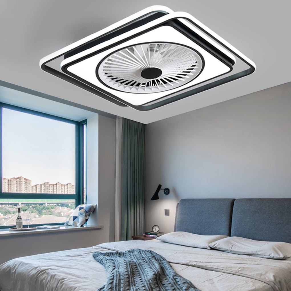 Modern Minimalist Stepless Dimming Invisible Bladeless Ceiling Fan Light for Bedroom - Dazuma