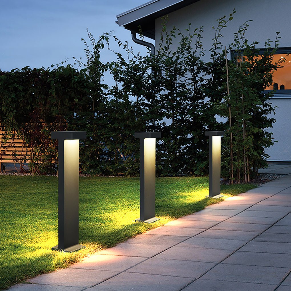 Modern T-shaped Solar Energy LED Post Lights Pillar Light Backyard Street Pole Lamp Decorative Waterproof Landscape Lighting – Dazuma