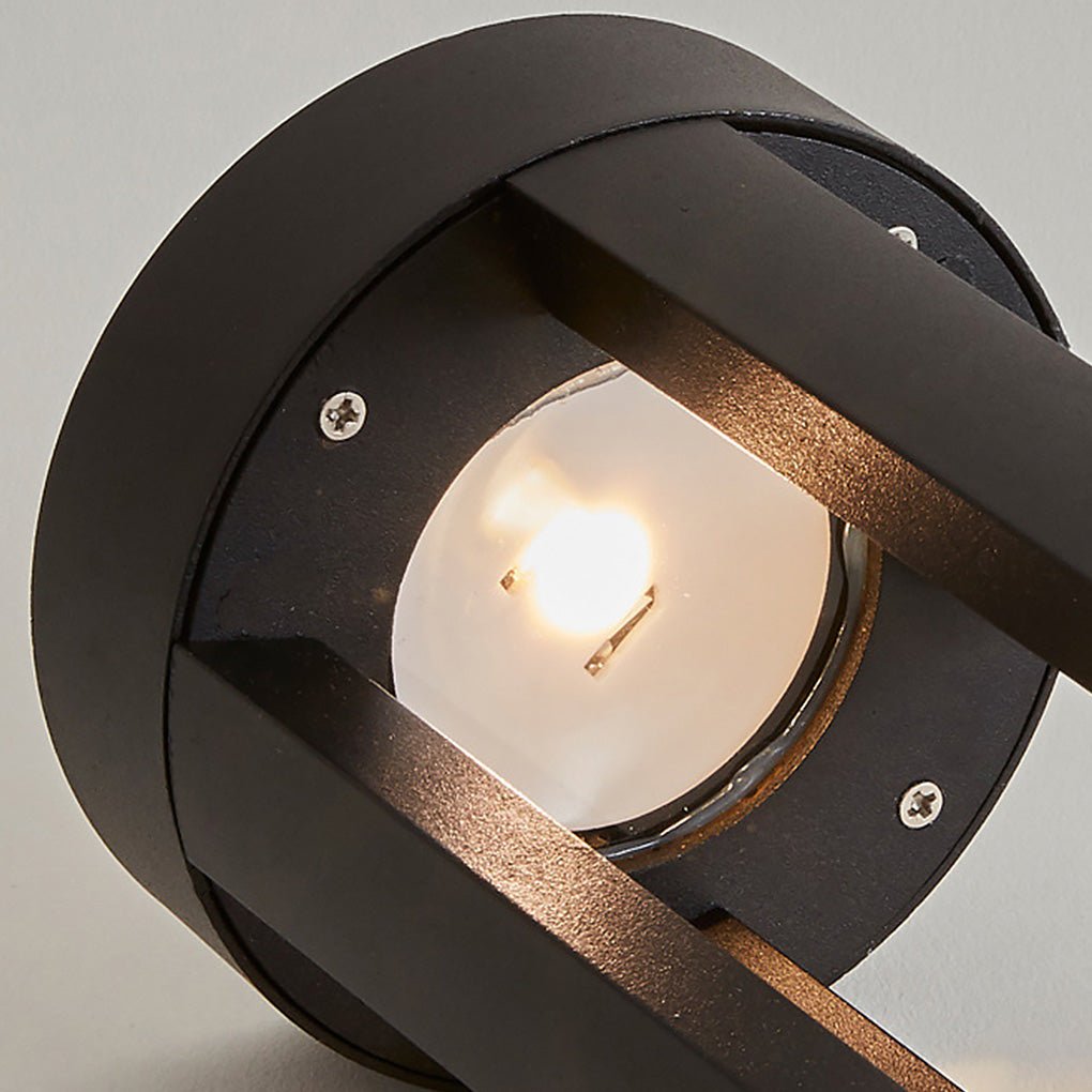 Modern outdoor bollard lights dimensions, front view with size specifications.