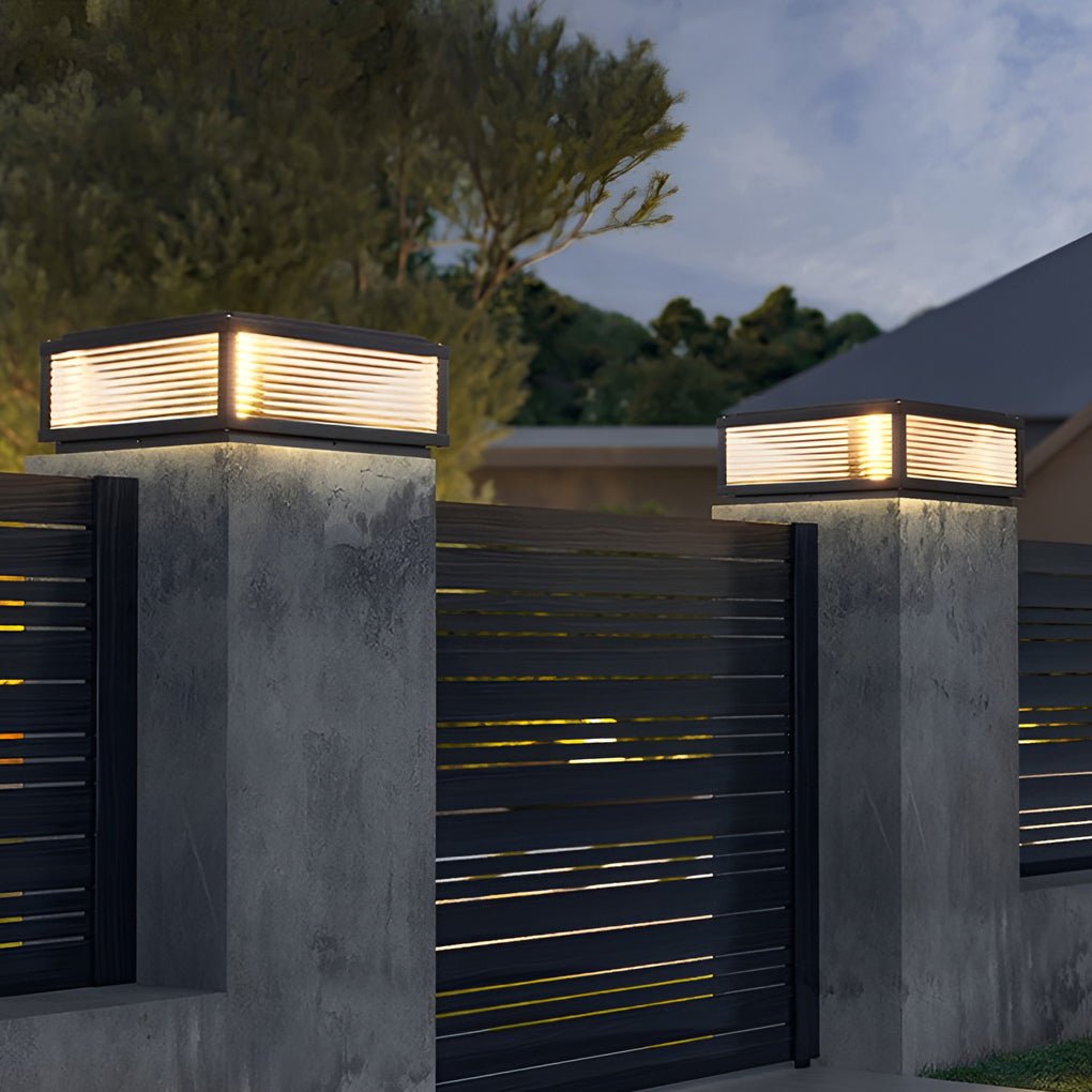 Modern Outdoor Post Lights Solar Fence Pillar Light Deck Post Lights Waterproof - Dazuma