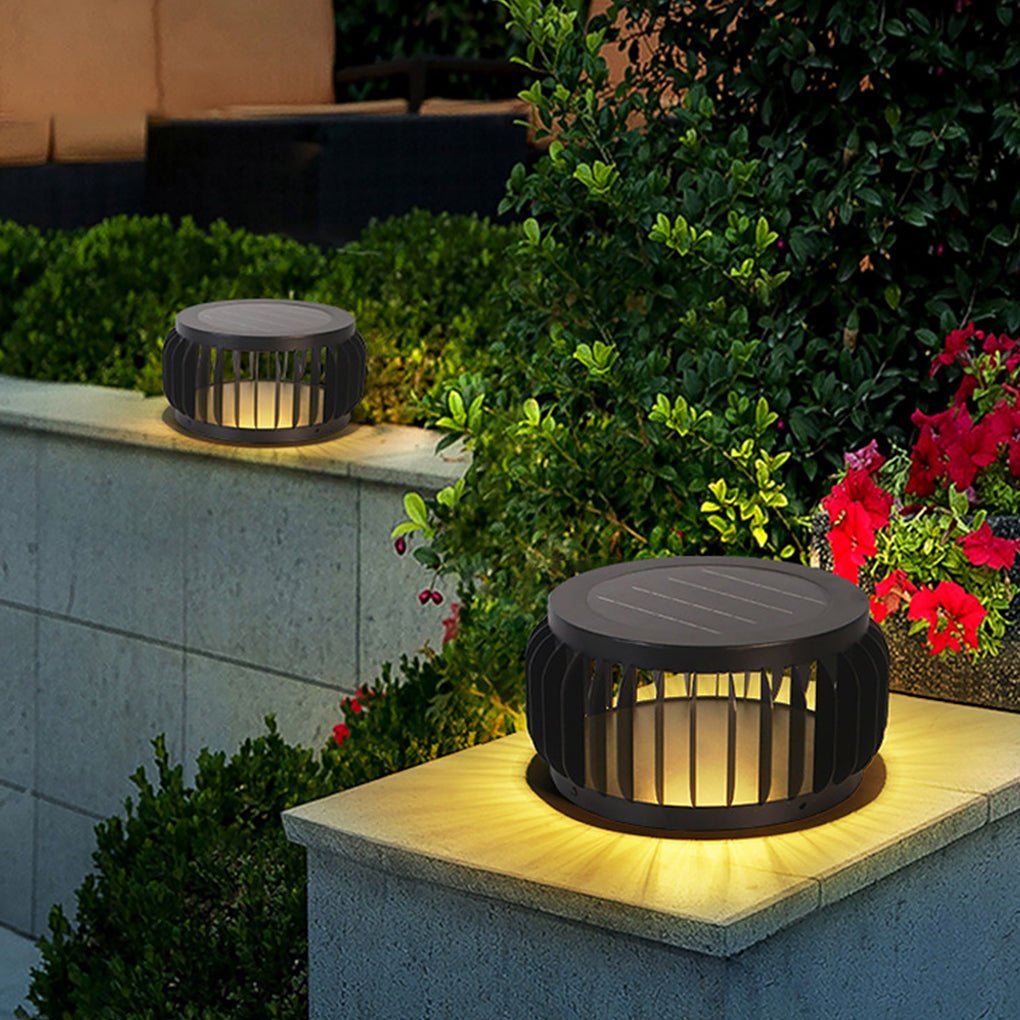 Modern Outdoor Waterproof Solar Three - color Dimming LED Garden Lamp Post Light