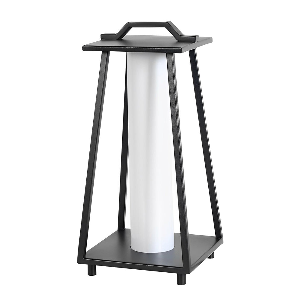 Modern portable outdoor lantern full product view with slim proportions and minimalist geometry.