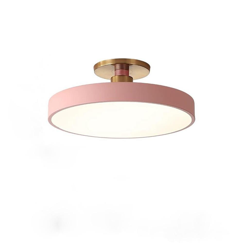 Modern semi flush mount ceiling lights in gold, close-up of the metallic finish.