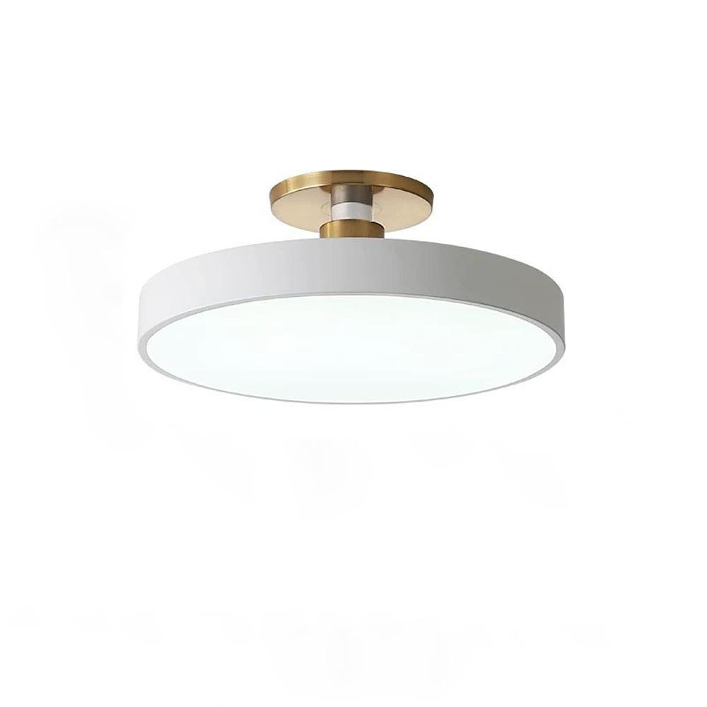 Modern semi flush mount ceiling lights in white, front view of the clean design.